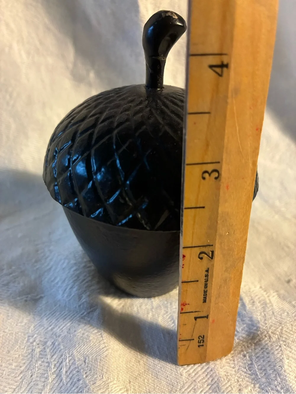 Cast Iron Acorn Trinket Box With Poured Candle Inside Decorative Cast Metal Box